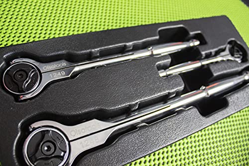 Olsa Tools Swivel Head Ratchet - 1/2-Inch Drive with 90-Tooth Round Head - Roto-Style Socket Wrench for Mechanics - Premium Quality Swiveling Handle - Part 1248
