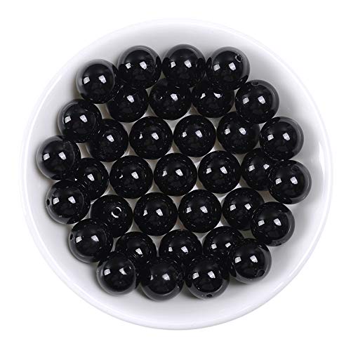 Black Natural Agate Loose Beads 6mm Round Stone Beads for Making Bracelets Jewelry Approxi 62/pcs
