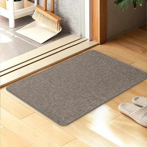 Yancorp Front Door Mat Ultra-thin 1/10 Inch Entry Rug 16"x 28" Non-Slip Rubber Backing Indoor Doormat for for Entryways, Front Doors, Hallways,Brown