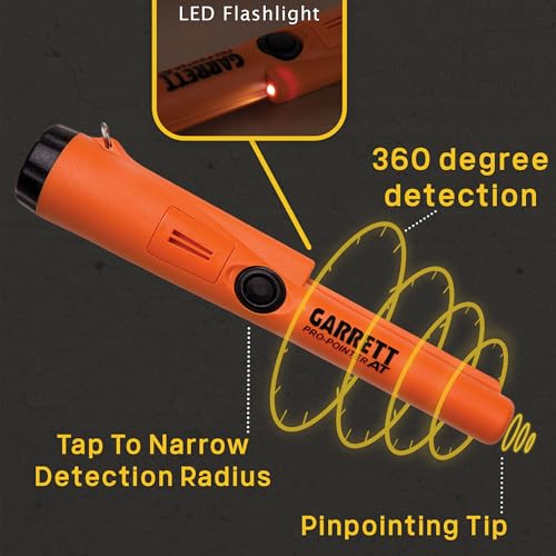 Garrett Pro-Pointer at Waterproof Metal Detector - 20ft Submersible, Orange Visibility, High Sensitivity for Nuggets & Small Targets, 3 Levels, Quick Button Adjustment