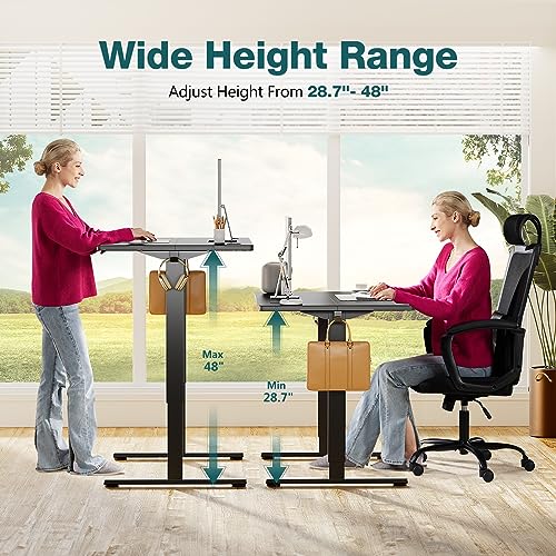 SMUG Standing Desk, Adjustable Height Electric Sit Stand Up Down Computer Table, 40x24 Inch Ergonomic Rising Desks for Work Office Home, Modern Lift Motorized Desktop Workstation, Black
