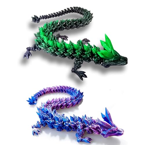 Qxbuhe 12inch 3D Printed Dragon Egg,Mystery Crystal Dragon Fidget Toys,Articulated Dragon,Home Desk Decor Easter Surprise Dinosaur Eggs,Adults Fidget Toys for Autism/ADHD (Black Red)