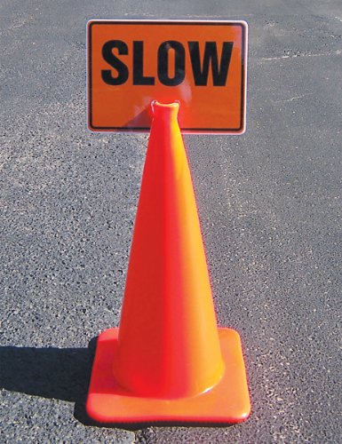 AccuformNMC "(Reversible Arrow)" Traffic Cone Top Sign, Combine With Orange Cones to Create a Warning Sign, 10" x 14" Plastic Cone Sign, Made in the USA, FBC748