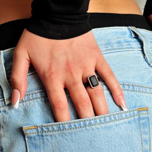 Rinfit Women's Silicone Rings - Engagement or Promise Ring, Silicone Wedding Bands - Black with Metal Silver, Size 5