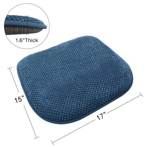 PAGGED Blue Foam Seat Cushions Kitchen Chairs Pads for Dining Chairs Non Slip Office Seat Cushions Washable U Shaped Soft Thick Large Metal Wooden Chair Cushions,17" x 15"