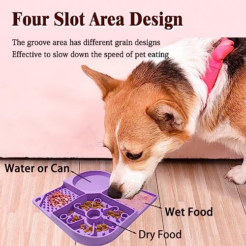 Wet and Dry Lick Mat for Dog and Cat with Suction Cups 2 in 1 Slow Feeder Bowl Licking Mat Peanut Butter Lick Pad for Dog Anxiety Relief Cat Boredom Reducer Perfect for Bathing Grooming