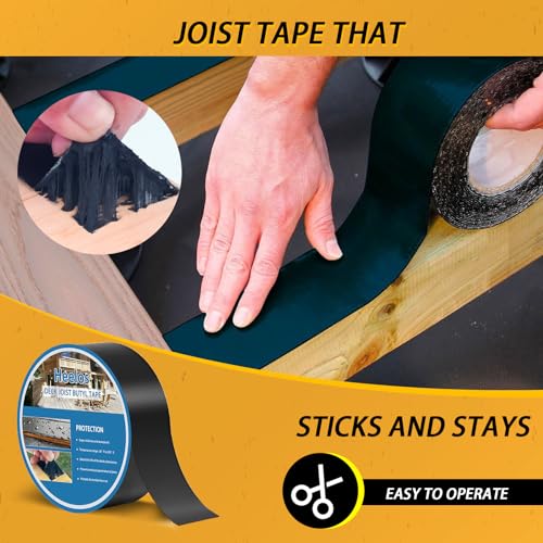 Heelos Butyl Joist Deck Tape 4"×50,1 Pack Weather-Resistant Deck Joist Tape Waterproof Flashing Tape, Self-Adhesive Joist Tape Decking for Wood Decks Joist Beams Roof