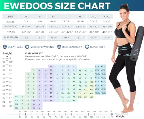 Ewedoos Womens Yoga Pants with Pockets Capri Leggings for Women Tummy Control Workout Leggings Compression Capris Pants