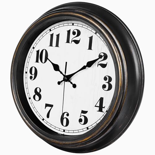 45MinST 20 Inches Retro Round Large Wall Clocks, Silent Non Ticking Battery Operated Movement Easy to Read Wall Clock with Arabic Numerals