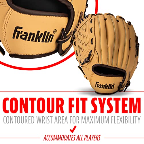 Franklin Sports Baseball + Softball Glove - Field Master Baseball + Softball Mitt - Adult + Youth Glove - Men's + Women's Baseball + Softball Gloves - Left Hand Throw - 13" - Gold