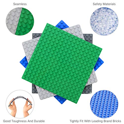 MIMAX Self-Adhesive Baseplates Compatible with DUPLO, Peel-and-Stick Baseplate for DIY Play Table or Wall - 4 Pack (10" x 10") (Beige)