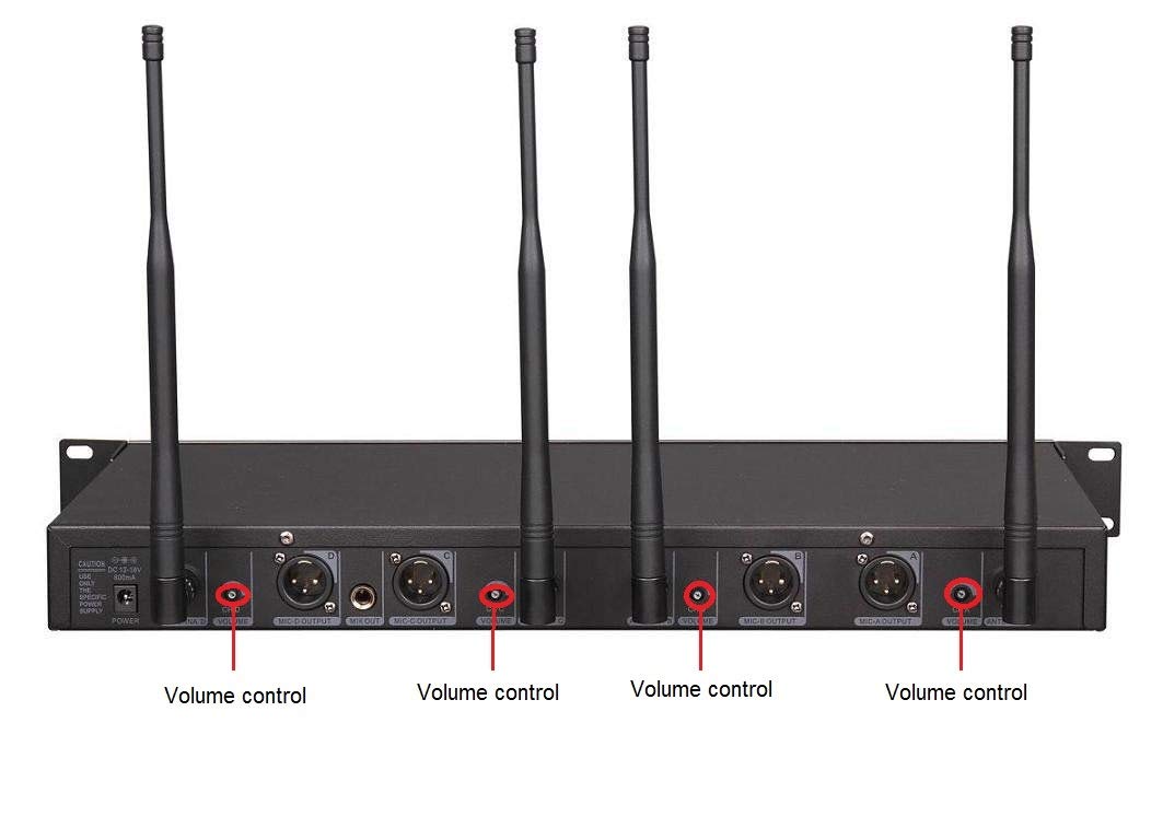 GTD Audio 4x800 Adjustable Channels UHF Diversity Wireless Cordless Lavalier/Lapel/Headset Microphone Mic System 400fts (4 Body Packs)