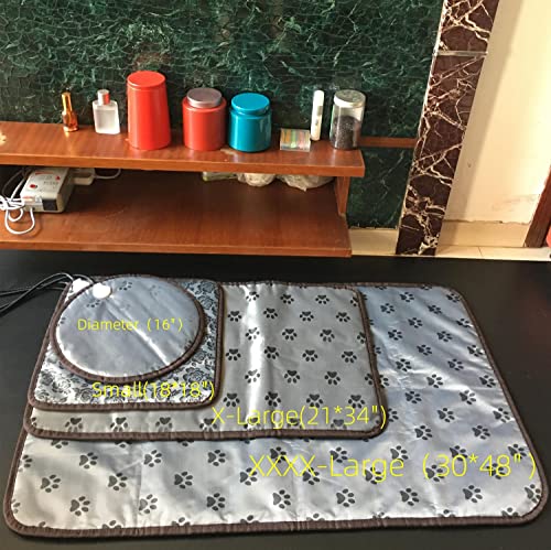 Dog Heating Pad Heated Dog Bed,Large Heated Cat Bed,Electric Warming Pad for Dog House,Heating Pad for Small Medium Animal Puppy,34"x21" (with Timer, Paw Print)