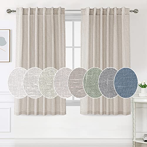 H.VERSAILTEX Natural Linen Curtains 96 inches Long for Living Room 2 Panels Back Tab Loop Pocket Textured Light Filtering Semi Sheer Rustic Farmhouse Boho Curtain for Bedroom, Terracotta