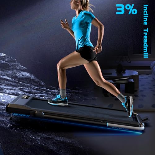 Walking Pad Treadmill, Under Desk Treadmill with Incline for Home/Office, 2 in 1 Folding Treadmill with APP/Remote Control and LED Display, 0.6-7.6 MPH 330 lbs Capacity