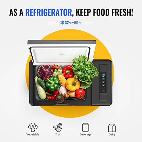 BougeRV 12 Volt Refrigerator 12V Car Fridge 23 Quart Portable Freezer Compressor Cooler 12/24V DC 110~240V AC for Truck Van RV SUV Boat Travel Camping Road Trips Tailgating -7℉~50℉ (Black)