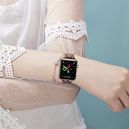 HOPO Compatible With Apple Watch Band 38mm 40mm 42mm 44mm Thin Light Resin Strap Bracelet With Stainless Steel Buckle Replacement For iWatch Series Ultra 9 8 7 6 5 4 3 2 1 SE(Cow