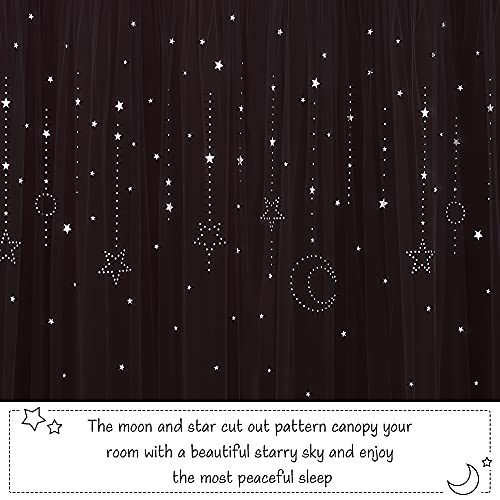 NICETOWN 2 Panels Stars Blackout Curtains for Bedroom Kids Baby Window Double Layer Moon Star Cut Out Living Room Decor Wall Home Decorations Curtain, W42 x L84 Inches Long, Pink