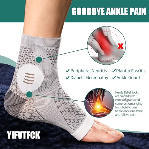 YIFVTFCK 2Pairs Neuropathy Socks for Women Men Neuritisc Socks for Neuropathy Women Peripheral Neuropathy Socks Ankle Brace Plantar Fasciitis Swelling Black S