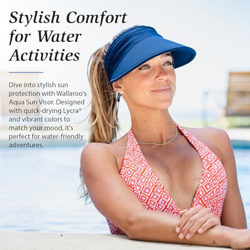 Wallaroo Women’s Aqua Sun Visor (Black) – Packable, Adjustable Fit, Medium Size, UV Protection, Water-Friendly, Breathable, Lightweight Visor for Beach, Poolside, Hiking, and Outdoor Activities
