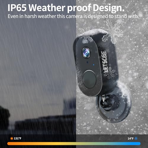 LETSCEE Security Cameras Wireless Outdoor or Indoor,Alexa Cameras for Home Security Outside with Night Vision,2-Way Audio,Motion Detection,SD/Cloud Storage,Motion Zone,IP65 Weatherproof