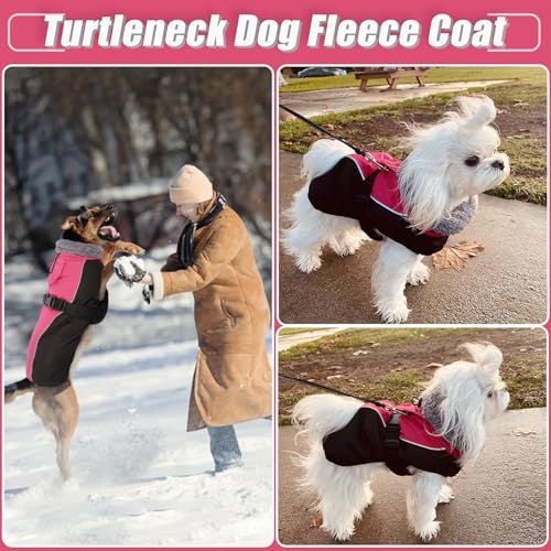 DENTRUN Warm Winter Coat Cold Weather Jacket Windproof Fleece Vest Reflective Outwear Waterproof Snowsuit Cozy Turtleneck Apparel for Small Dogs, S