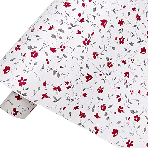 Yifasy Red Floral Shelf Liner 9.8ft Roll Peel and Stick Furniture White Shelving Paper Bedroom Wallpaper Drawer Sticker (S-118.1x17.7 Inch)