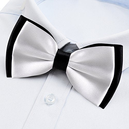 Alizeal Bowtie for Men Fancy Adjustable Pre Tied Wedding Party Bow Ties, Silver