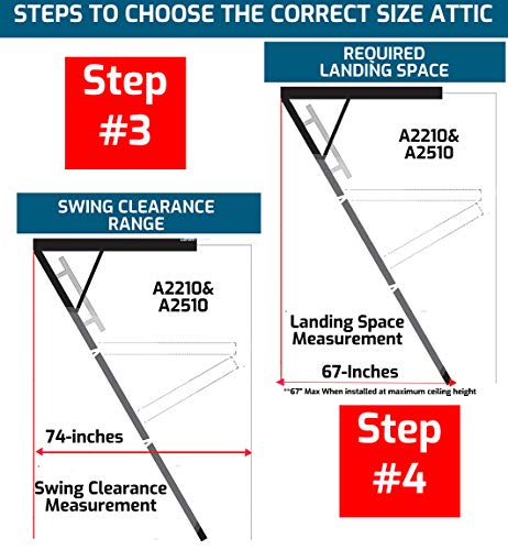 Louisville Ladder AA2210 Elite Aluminum Attic Ladder, 375 Pound Load Capacity, 22-1/2 x 54"
