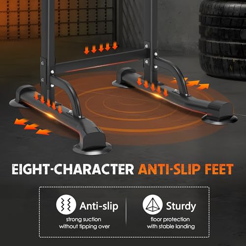 SogesHome Power Tower Pull Up Bar and Dip Station Adjustable Height Dip Stand Multi-Functional Strength Training Fitness Workout Station, Black
