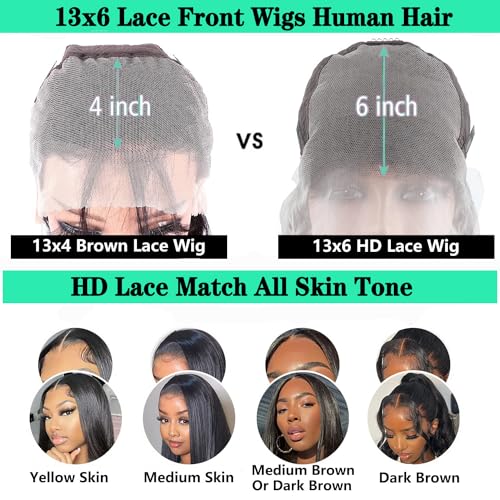 Chocolate Brown Lace Front Wig Human Hair Pre Plucked 4# Colored Wigs Human Hair 13x6 Body Wave HD Lace Frontal Wigs Human Hair 200% Density Glueless Wigs Human Hair 18Inch