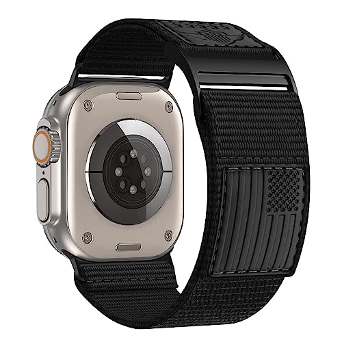 Rugged Nylon Band Compatible with Apple Watch Band 49mm 46mm 45mm 44mm 42mm,Soft Sport Loop Adjustable Wristbands Replacement Strap for Apple Watch Ultra iWatch Series 10/9/8/7/SE/6/5/4/3/2/1,Orange
