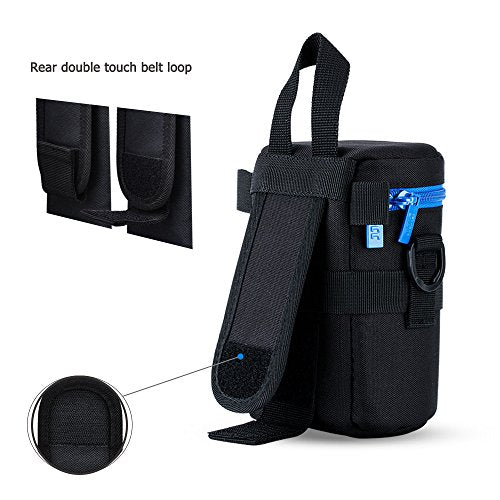JJC Deluxe Lens Case Pouch Bag for Canon EF-S 17-55mm/17-85mm,EF 35mm f2, RF 85mm f2 Macro, Nikon AF-S 18-200mm/18-105mm/18-300mm/55-200mm, Fujifilm XF 56mm f1.2 R & More Lens Below 3.1" x 5.3"(D x L)