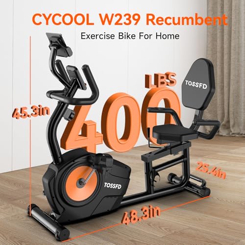 XVGVSV Recumbent Exercise Bike, Recumbent Stationary Bike for Home, Recumbent Bike with 400LB Weight Capacity Whisper-Quiet 16 Levels Magnetic Resistance Heart Rate Handle and Multi-Function LCD Comfortable Seat (Orange-Plus)