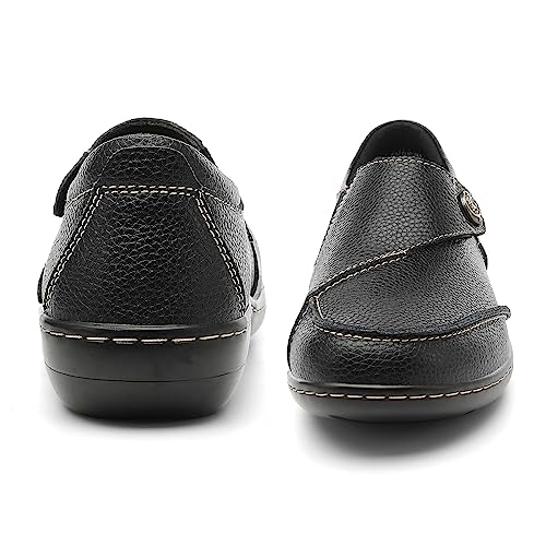 TERRIKAT Women's Classic Casual Brown Leather Loafers Cute Moc Toe Slip On Comfort Walking Flats Lightweight Work Shoes 6.5 M US 1202-Hz6.5