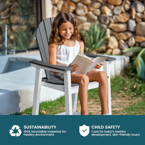 TYARDS Tall Adirondack Chair, Recyclable HDPE Balcony Chair, Patio Chair with Widened Armrests and Footrest, Capacity 400LBS, Outdoor Chairs for Garden, Backyard