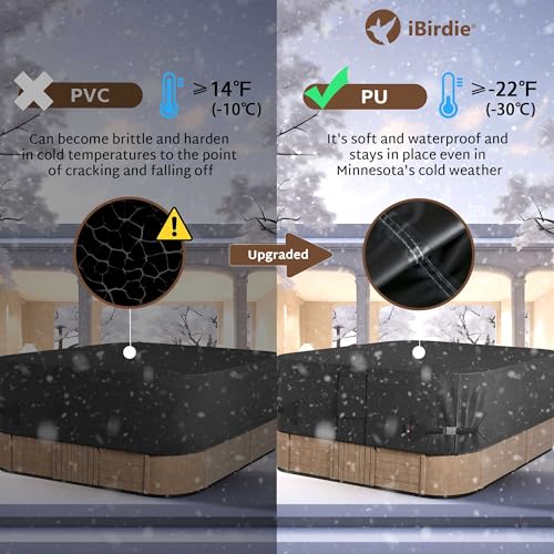 iBirdie Outdoor Waterproof and Weatherproof Hot Tub Cover 85 x 85 inch fit 84 x 84 or 83 x 83 or 82 x 82 or 7 ft x 7 ft Square SPA 600D Heavy Duty Cover Protectors Protective Cover Cap