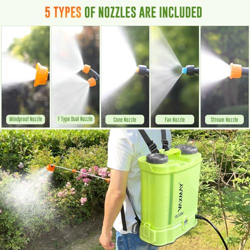 Battery Powered Backpack Sprayer 3.2 Gallon, VAXMAY 80 PSI Electric Graden Sprayer Works with Makita 18V Battery, Weed Lawn Sprayer with Telescopic Wand, 5 Nozzles, 2.0 Ah Battery & Charger Included