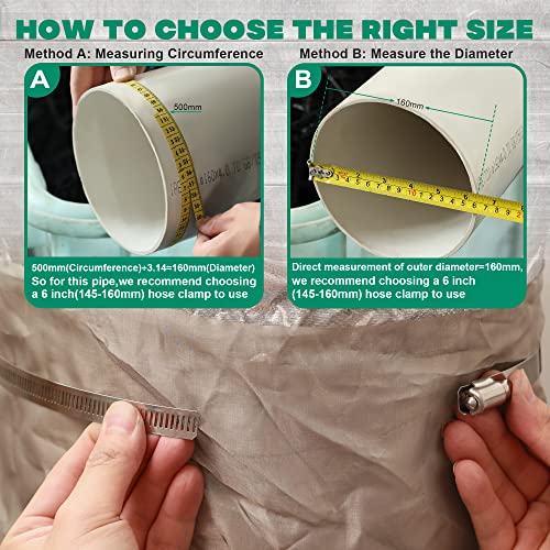 OURU 10Pack 2.5 inch Hose Clamp,Stainless Steel Large Hose Clamps Adjustable from 1-13/16"-2-3/4"/46-70mm,Metal Worm Drive Gear Duct Clamp for Air Ducting,Dryer Vent Hose,Fuel Line,Plumbing,Automotive