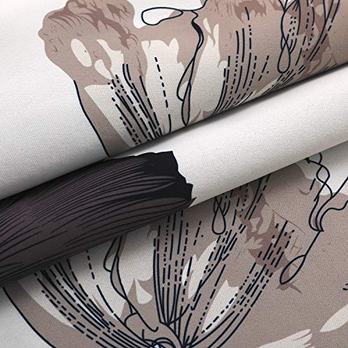 Taisier Home Floral Print Thermal Insulated Bedroom Heat Absorbing Room Darkening Energy Efficient Savings Living Room Window Curtain Grommet Panels, Set of 2, 52 W x 63 L, Black/Grey/Brown