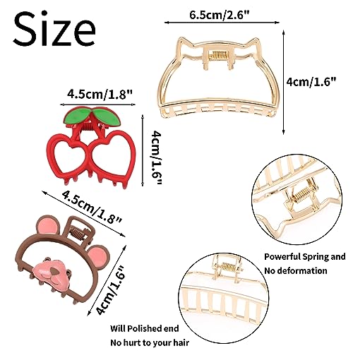 Purggy 3 Pack Butterfly Hair Clips、golden Heart Star Hair Clasps Accessories for Women Girls Adult Hair Claw Clips, Metal Hair Clips for Thick/Thin Hair