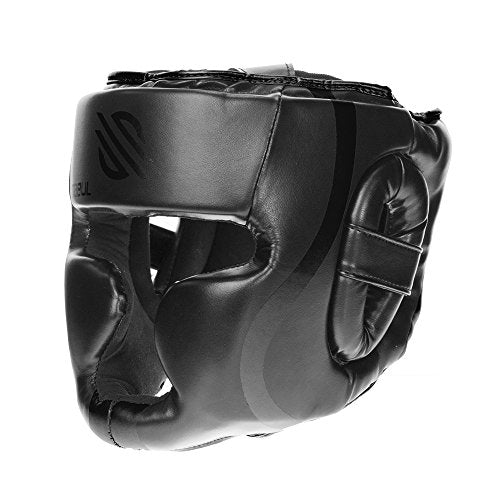 Sanabul Essential Boxing Headgear for Men & Women, Muay Thai MMA Headgear with Protective Padding, Full Face Coverage for Sparring Training, Black, S/M