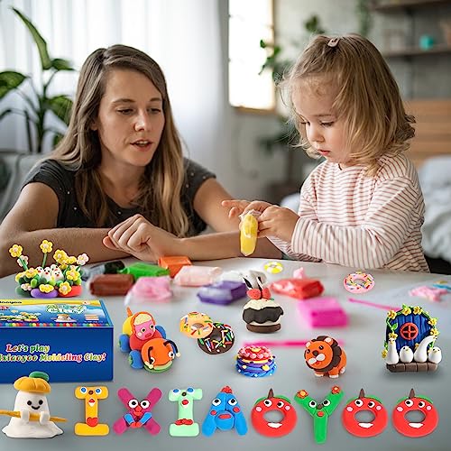 Ixiaoyoo Air Dry Clay, 100 Colors Modelling Clay for Kids, DIY Molding Magic Clay for with Tools, Soft & Non-Sticky, Toys Gifts for Age 3 4 5 6 7 8+ Years Old Boys Girls Kids