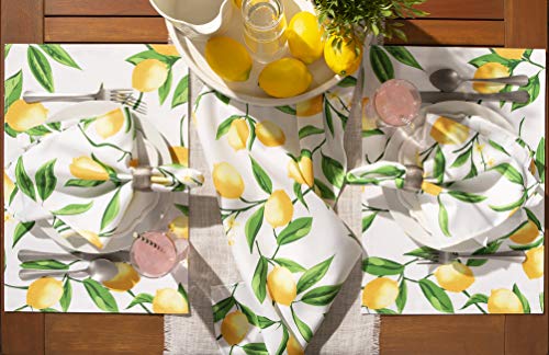 DII Lemon Bliss Outdoor Tabletop, Collection Stain Resistant & Waterproof, Reversible Placemat Set, 13x19