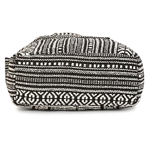 LONGING TO BUY Hemp Handbag, Unisex-Adults, Black & White, Faux Leather, Cross-Body, Zipper Closure, 13 x 2 x 14 inches