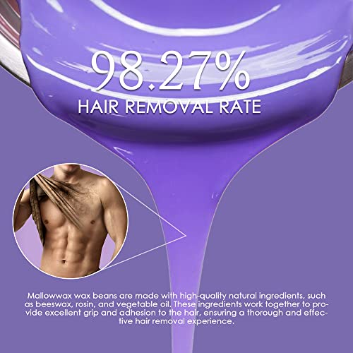 Mallowwax Wax Beads for Hair Removal -5 Pack Hard Wax for Sensitive Skin, Ideal for Bikini, Brazilian, Face, Eyebrow, Legs, Armpit, Full Body - Professional Waxing Wax Refill at Home for Women Men