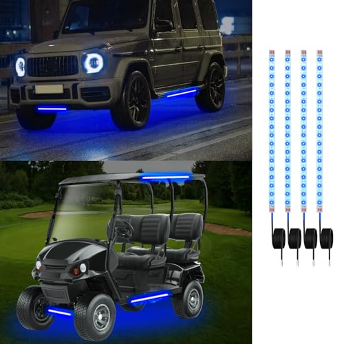 YONGMING 12 Volt Led Strip Lights Waterproof Blue,12.6inch Car Led Lights Exterior & Interior For Golf Cart Light,Boat Car Motorcycle Underglow Kit,18smd 5050 Leds 32cm,4 Packs
