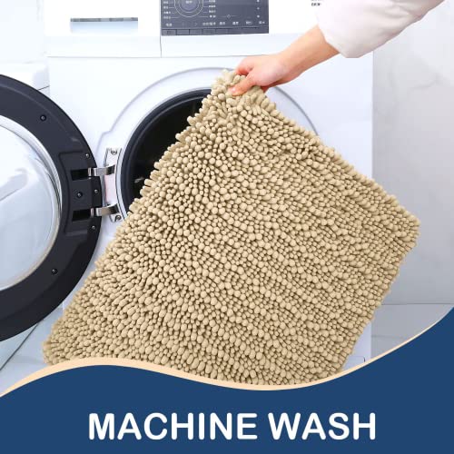 Arotive Luxury Chenille Bathroom Rug Mat, Extra Soft Thick Absorbent Shaggy Bath Rugs, Non-Slip Machine Wash Dry Plush Bath Runner Mat for Bathroom, Shower, and Tub (60"x24", White)