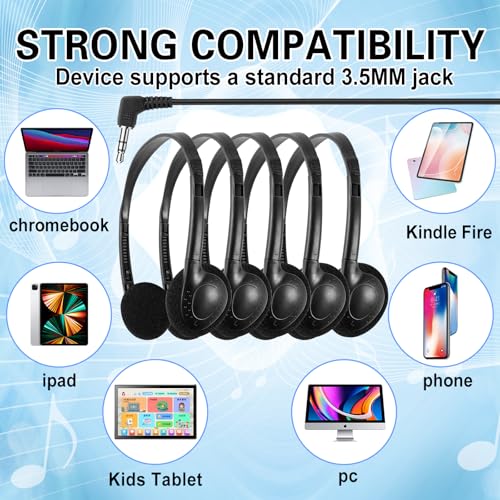CN-Outlet Classroom Headphones Bulk 10 Pack for School,Libraries,Students,Adult, Individually Bagged Wholesale Disposable Headphones Classroom Earphones(Black) (Black, 10 Pack)