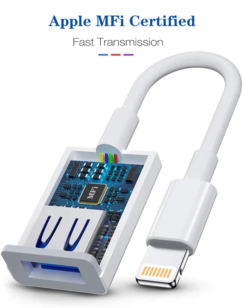 Naiyal Lightning to USB Camera Adapter, Apple MFi Certified USB OTG Cable Converter for iPhone 14 13 12 11 Pro Max XS XR X 8 iPad, Support Camera, Card Reader, USB Flash Drive, MIDI Keyboard